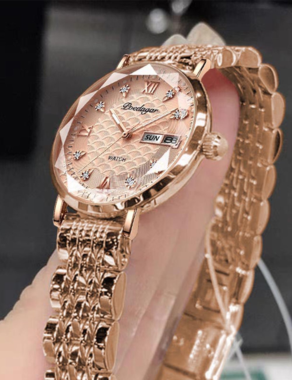 CHEETAH Orologio Donna Piccolo Analogico al Quarzo da Donna Con Bracciale Vintage, Cassa Rettangolare Quadrante Romano Orologio da polso Digitale Impermeabile per Donne e Ragazze - Oro Bianco