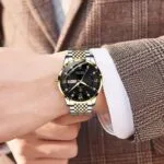 POEDAGAR 836 Edelstahl Herrenuhr Edelstahl Business Quarzuhr Wasserdicht Leuchtend Wochendatum Herrenarmbanduhr - Bild 3