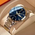 POEDAGAR 836 Edelstahl Herrenuhr Edelstahl Business Quarzuhr Wasserdicht Leuchtend Wochendatum Herrenarmbanduhr - Bild 2