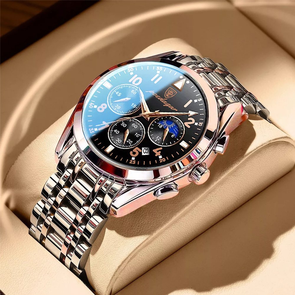 POEDAGAR Fashion Men Wristwatch Top Brand Sport Chronograph Date