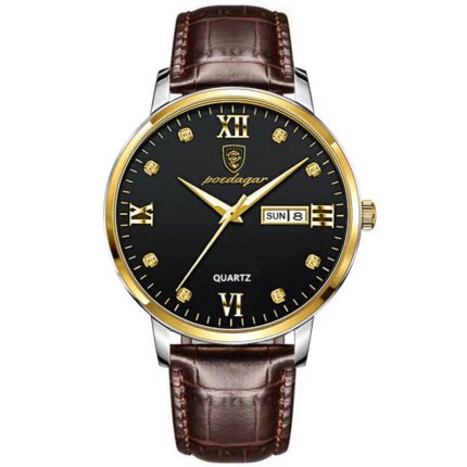POEDAGAR 856 Leather Men Watch Fashion Casual Sport Leather Quartz Watches Waterproof Luminous Luxury Men‘s Wristwatch