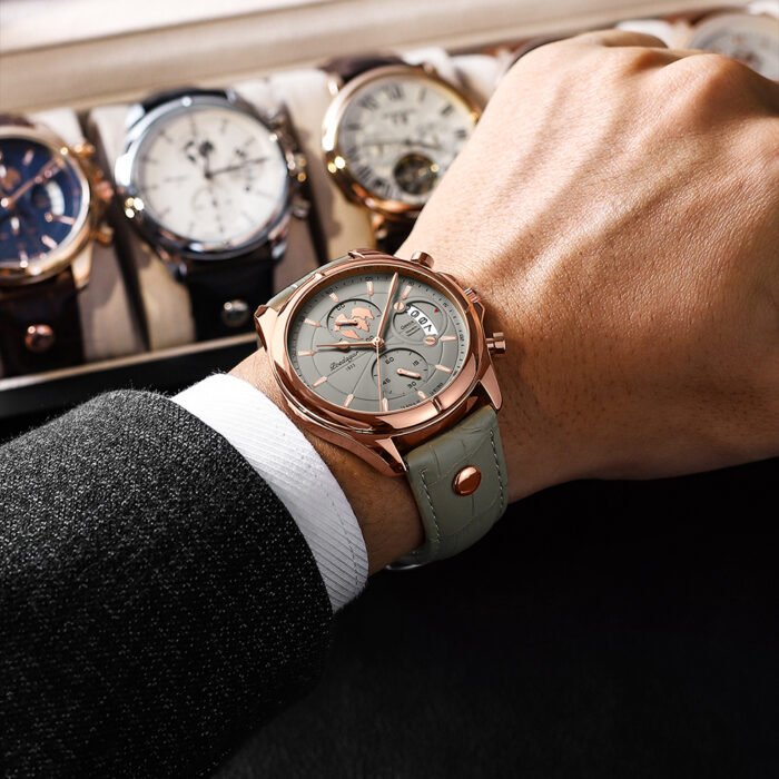 POEDAGAR 989 Leather Men Watch Fashion Casual Sport Leather Quartz Watches Waterproof Luminous Luxury Men‘s Wristwach - Image 3