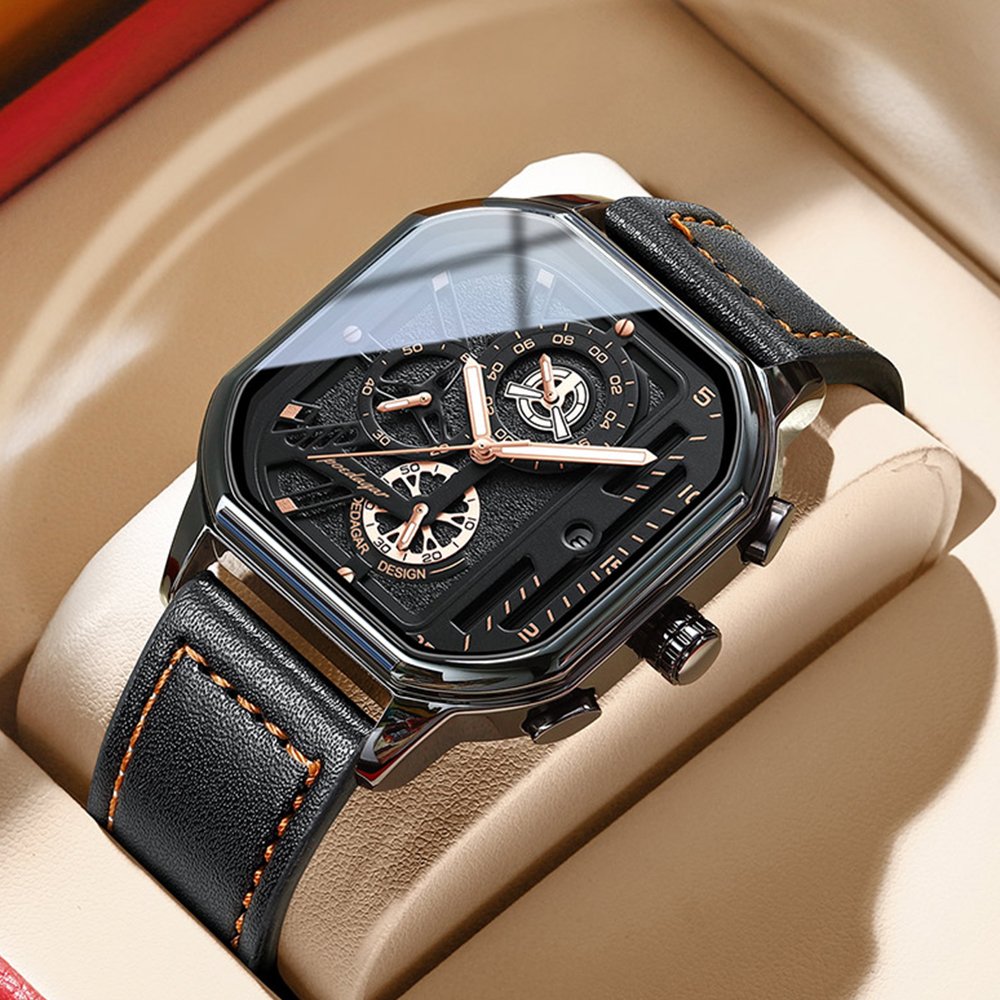 2022 New Luxury Men Watch Fashion Casual Leather Quartz Watches Waterproof  Luminous Men's Wristwatch Poedagar Watches Official