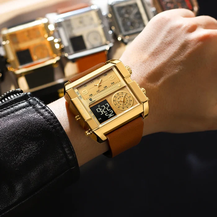 POEDAGAR 997 Luxury Man Big Dial Wristwatch Rectangle Waterproof Luminous Day Week Men Watch Digital Multifunction Men's Watches Quartz Reloj - Image 7