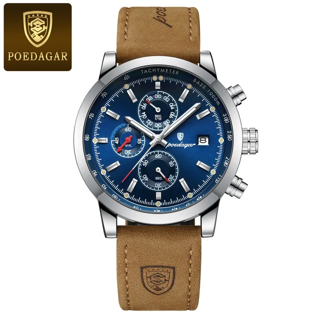 Orologio Uomo Lusso Cronografo Quarzo – Impermeabile 5ATM, Luminoso, Cinturino Acciaio Inox, Quadrante 40mm
