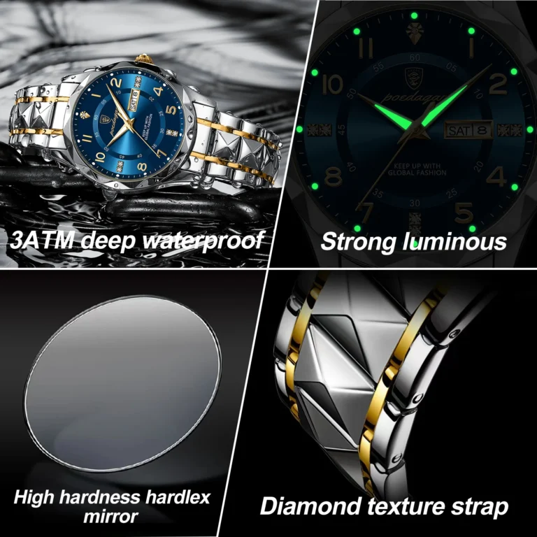 POEDAGAR 858 Luxury Man Wristwatch Waterproof Luminous Date Week Men Watch Sport Stainless Steel Quartz Men's Watches - Image 5