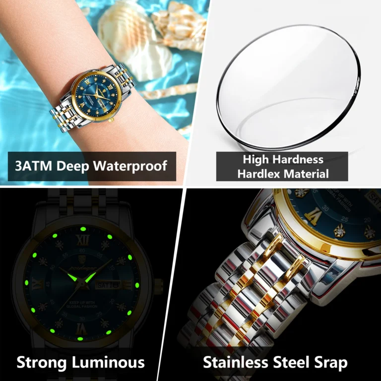 POEDAGAR 769 Luxury Women Wristwatch Luxury Quartz Ladies Watch Waterproof Stainless Steel Luminous Date Week Women's Watches Dress Clock - Image 5