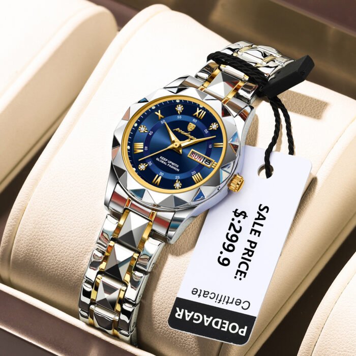 POEDAGAR 306 Luxury Quartz Watch for Ladies Waterproof Luminous Date Week Stainless Steel Watches Elegant Dress Wristwatch - Image 3