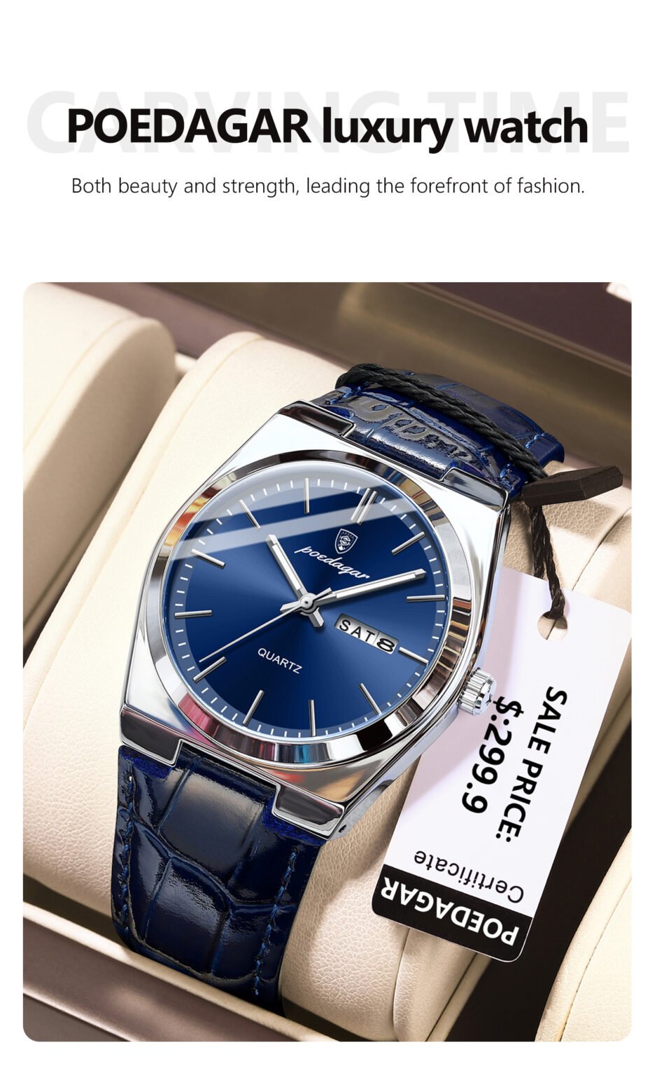 POEDAGAR 930 Luxury Watch for Men Leather Man Wristwatch Quartz Clock ...