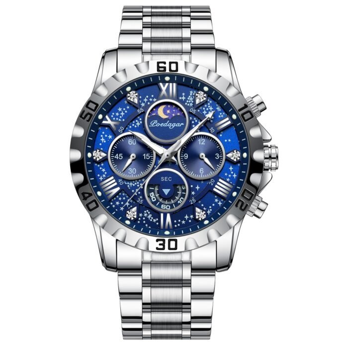 POEDAGAR 973 Luxury Watch for Man Quartz Sports Men Watch Waterproof Luminous Stainless Steel Chronograph Men's Watches Clock Reloj - Image 1