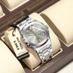 POEDAGAR 853 Luxury Homage Square Man Watch Square Waterproof Luminous Date Week Men Watch Stainless Steel Quartz Men's Watches Reloj+box - Image 2