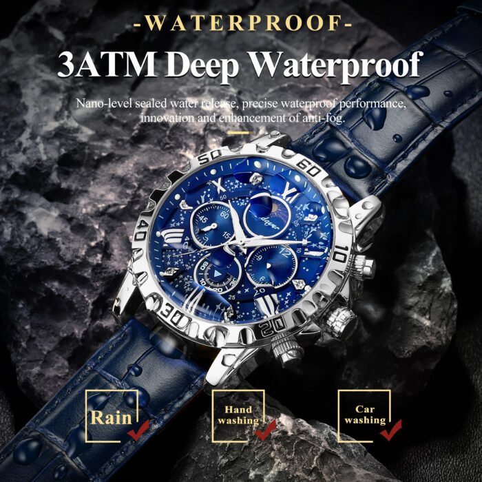 POEDAGAR 973 Luxury Man Watch Waterproof Luminous Chronograph Watch For Men High Quality Leather Quartz Men's Watches Galaxy Reloj - Image 7