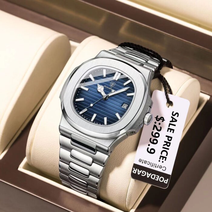 POEDAGAR 613 Top Brand Luxury Brand Man Watch Sports Waterproof Luminous Date Men Wristwatch Square Dial Quartz Men's Watches High Quality Homage Watch - Image 2