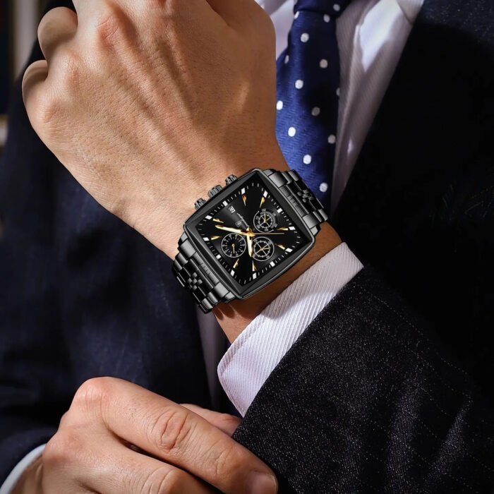 POEDAGAR 866 Luxury Square Business Man Wristwatch Waterproof Luminous Chronograph Quartz Men's Watches Stainless Steel Men Watch Reloj - Image 3