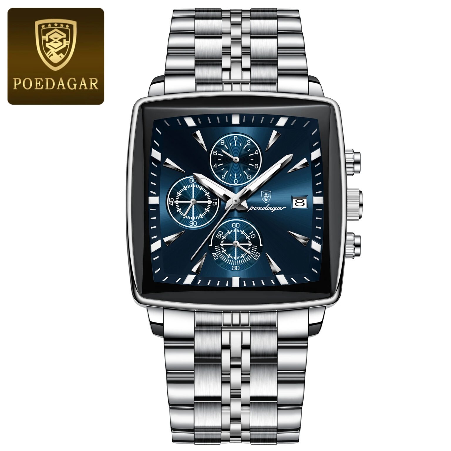 POEDAGAR 866 Luxury Square Business Man Wristwatch Waterproof Luminous ...