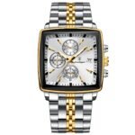 POEDAGAR 866 Luxury Square Business Man Wristwatch Waterproof Luminous Chronograph Quartz Men's Watches Stainless Steel Men Watch Reloj