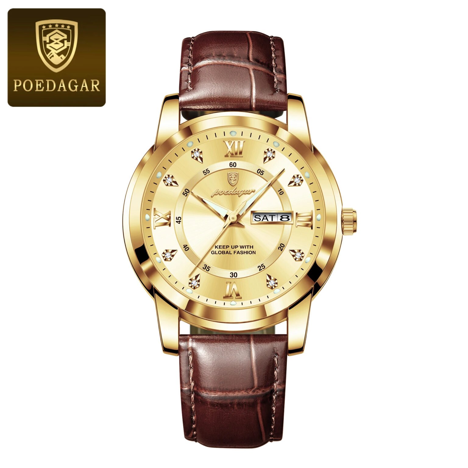 POEDAGAR 936 Luxury Man Wristwatch Waterproof Luminous Date Week ...