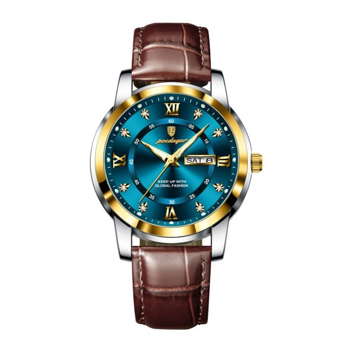 POEDAGAR 936 Luxury Man Wristwatch Waterproof Luminous Date Week Leather Watch For Men Sports Quartz Men's Watches Male Clock Reloj - Image 1