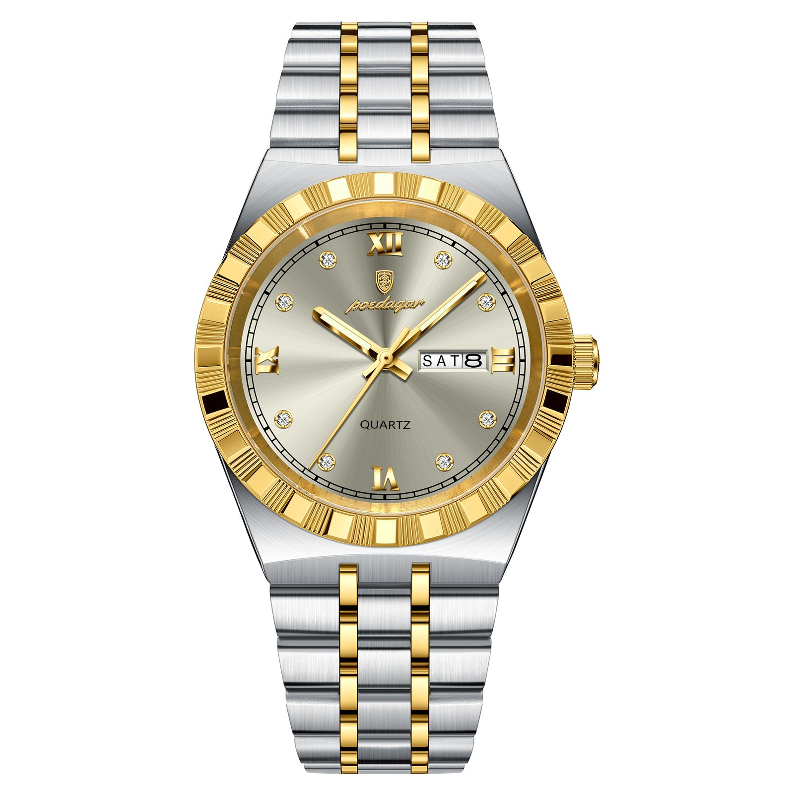 Quartz All Stainless Steel Reloj POEDAGAR 872 Original Man Wristwatch  Quartz Week Date Watch For