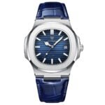 POEDAGAR 613 Herrenuhr im Luxus-Stil, quadratisch – Echtlederarmband mit automatischer Datumsanzeige, 30 m wasserdicht und leuchtenden Zeigern, Tribute Edition für Business Casual und elegantes Wochenende