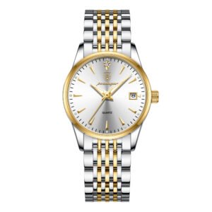 POEDAGAR 266 Women's Steel Strap Quartz Watch - 30M Waterproof Automatic Date Display & Luminous Hands, Minimalist Round Dial for Business Casual & Everyday Elegance Lady Watch​ - 266 Gold White