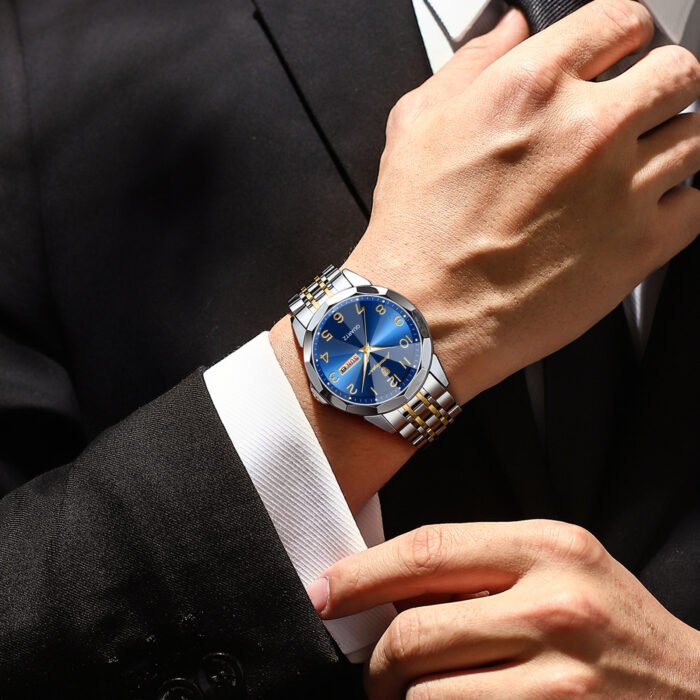 JewelryWe Orologio Da Uomo In Vera Pelle, Quadrante Con Lancette Luminose E Calendario, Impermeabile 30 Metri, Movimento Al Quarzo, Regalo Elegante