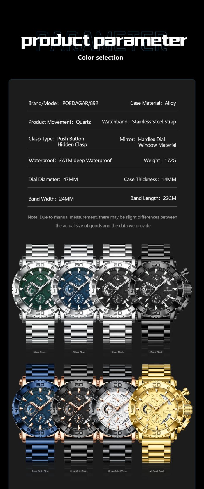 Poedagar 892 Men's Watch description image 14