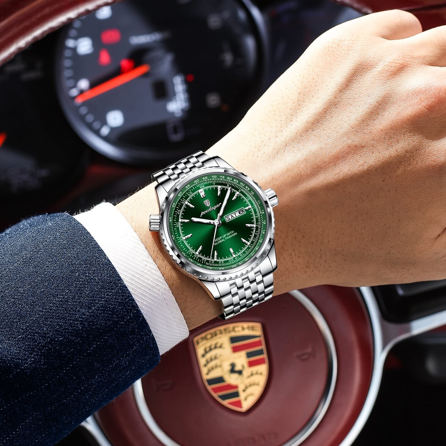 11 POEDAGAR 673 Luxury Watch For Man Stainless Steel Date Week Quartz Men Clock Waterproof Luminous Military High Quality Men's Watches - Image 7