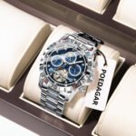 POEDAGAR 1423 Luxury Mechanical Watch for Men Waterproof Luminous Date Week Stainless Steel Hollow Watches Men's Clock - Image 2