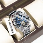 POEDAGAR 1423 Luxury Mechanical Watch for Men Waterproof Luminous Date Week Stainless Steel Hollow Watches Men's Clock - Image 3