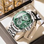 POEDAGAR E108 Luxury LED Men's Watch Dual Time Digital Display Waterproof Date Male Electronic Stainless Steel Watch - Image 3