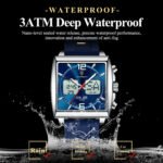 POEDAGAR E109 Luxury Top Man Watch Electronic Square LED Alarm Chronograph Men's Watches Week Date Dual Time Display Men Quartz Clock - Image 4