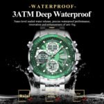 POEDAGAR E108 Luxury LED Men's Watch Dual Time Digital Display Waterproof Date Male Electronic Stainless Steel Watch - Image 6