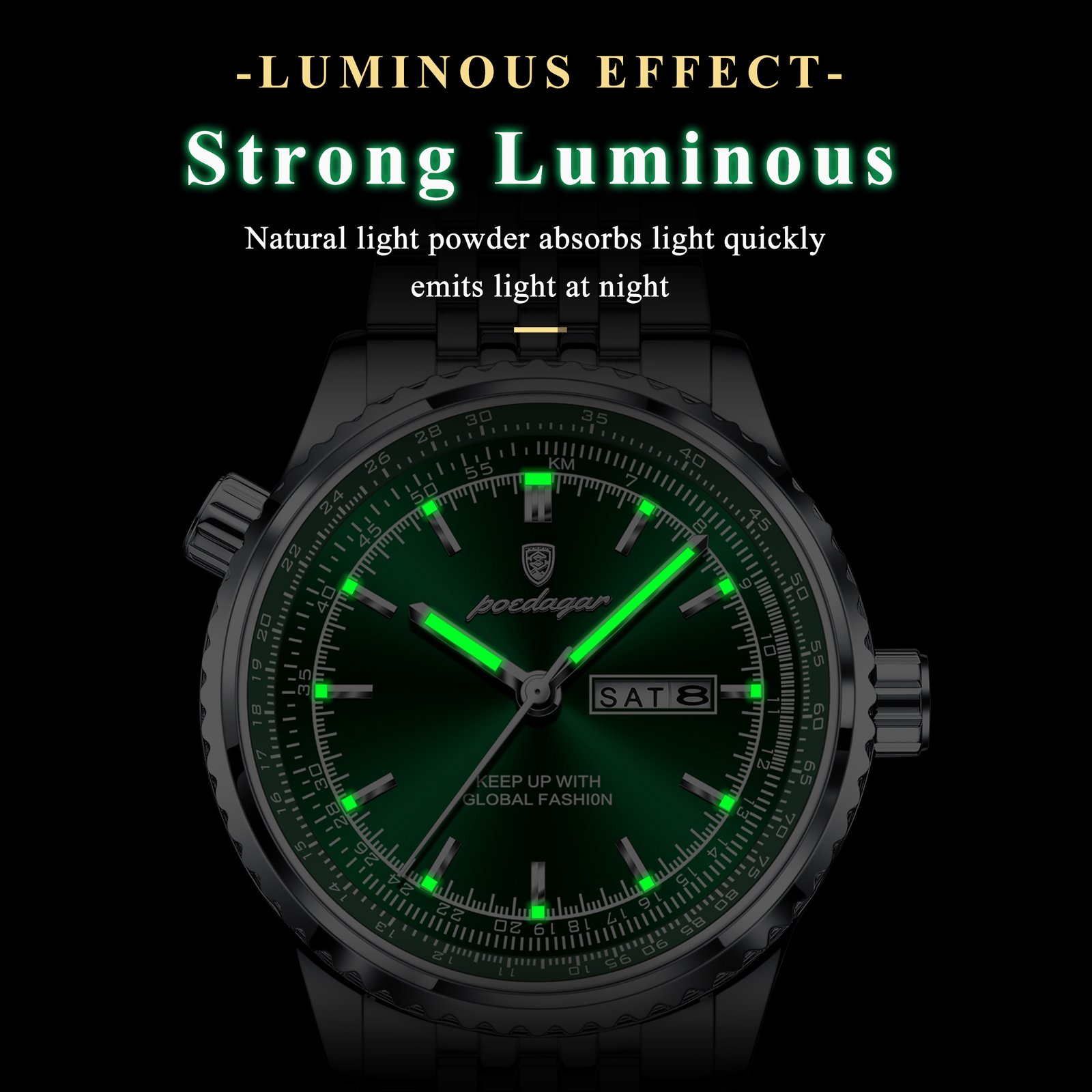 7 POEDAGAR 673 Luxury Watch For Man Stainless Steel Date Week Quartz Men Clock Waterproof Luminous Military High Quality Men's Watches - Image 5