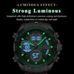 POEDAGAR E108 Luxury LED Men's Watch Dual Time Digital Display Waterproof Date Male Electronic Stainless Steel Watch - Image 5