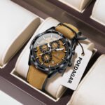 POEDAGAR 692 Fashion Men's Luxury-Inspired Watch Genuine Leather Strap Quartz Date Display Waterproof Luminous Chronograph Business Casual Male Clock - Image 2