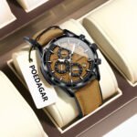 POEDAGAR 692 Fashion Men's Luxury-Inspired Watch Genuine Leather Strap Quartz Date Display Waterproof Luminous Chronograph Business Casual Male Clock - Image 3