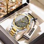 POEDAGAR 896 Fashion Classic Men Wristwatches Stainless Steel Waterproof Luminous Man Watch Date Week Quartz Business Men's Watches - Image 2