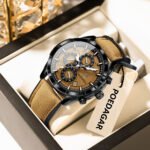 POEDAGAR 692 Fashion Men's Luxury-Inspired Watch Genuine Leather Strap Quartz Date Display Waterproof Luminous Chronograph Business Casual Male Clock - Image 9