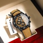 POEDAGAR 692 Fashion Men's Luxury-Inspired Watch Genuine Leather Strap Quartz Date Display Waterproof Luminous Chronograph Business Casual Male Clock - Image 10