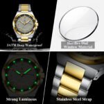 POEDAGAR 896 Fashion Classic Men Wristwatches Stainless Steel Waterproof Luminous Man Watch Date Week Quartz Business Men's Watches - Image 4