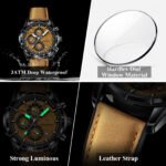 POEDAGAR 692 Fashion Men's Luxury-Inspired Watch Genuine Leather Strap Quartz Date Display Waterproof Luminous Chronograph Business Casual Male Clock - Image 6