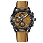 POEDAGAR 692 Fashion Men's Luxury-Inspired Watch Genuine Leather Strap Quartz Date Display Waterproof Luminous Chronograph Business Casual Male Clock