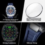 POEDAGAR 9051  Luxury Watches For Men Sport Casual Waterproof Luminous Date Man Wristwatch Chronograph Quartz Silicone Men Watch Reloj - Image 6