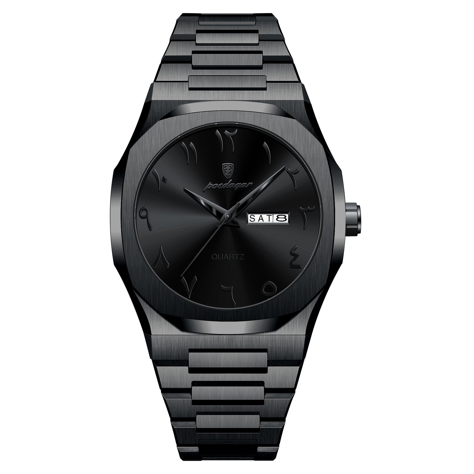 全黑 POEDAGAR 830 Fashion High Quality Men Clock Date Week Waterproof Watch For Man Quartz Stainless Steel Luxury Men's Watches Reloj - Image 1