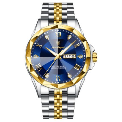 POEDAGAR 698 Fashion Luxury Men Watch Top Original Waterproof Luminous Date Week Man Wristwatch Stainless Steel Quartz Men's Watches