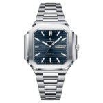 POEDAGAR 672 Klassische Business-Herrenuhr, quadratisch, leuchtend, wasserdicht, Wochentagsanzeige, Datumsanzeige, Luxus-Armbanduhr für Herren, Edelstahl, Quarzwerk