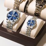 POEDAGAR 852 + 3078 Top Fashion Watches For Couple Waterproof Date Week Couple's Watches Quartz Stainless Steel Couple Watch Lovers Set+Box - Image 2