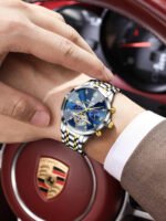 POEDAGAR 1422 Luxury Men Watch Fashion Waterproof Hollow Tourbillon Man Wristwatch Automatic Mechanical Stainless Steel Men's Watches - Image 9