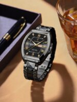 POEDAGAR 958 Waterproof Luminous Wine Barrel Shaped Quartz Watch Calendar Business Watch Reloj - Image 10